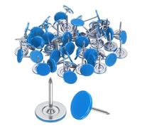 QUARKZMAN 60pcs Clous de Tapisserie, 11x15mm Clous Décoratifs d'Ameublement, Points d'Armure Punaise Tapissier Tête Plate pour Meuble Chaise Canapés Fauteuils Lits Projet DIY Vintage, Bleu