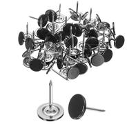 QUARKZMAN 60pcs Clous de Tapisserie, 11x17mm Clous Décoratifs d'Ameublement, Points d'Armure Punaise Tapissier Tête Plate pour Meuble Chaise Canapés Fauteuils Lits Projet DIY Vintage, Noir