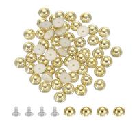 QUARKZMAN 60Pcs Clous Ronds Bombés 8mm ABS Clous Pointes Bombées Rivets À Tête Plate Cèpe Avec Vis Pour DIY Cuir Vêtements Sacs Ceintures Accessoires Artisanat, Or