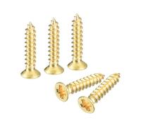 QUARKZMAN 60Pcs Vis À Bois En Laiton, M2 x 10mm Tête Plate À Empreinte Phillips Vis Auto-Taraudeuse Pour Charnières De Porte, Meubles En Bois, Électroménagers
