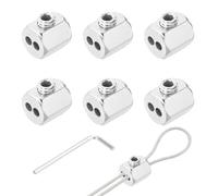 QUARKZMAN 6Pcs 1/16" Attaches De Câble Pour Câble 1-2mm Raccord Double Trou | Hex Avec Vis Hex Et rrêt Pour Lustre Plafonnier Illuminations