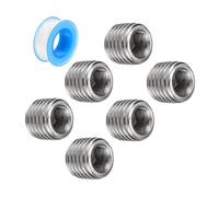 QUARKZMAN 6pcs 1/16"NPT Interne Hex Filetage Douille Tuyau Bouchon Argent | Inox Acier avec PTFE Ruban Mâle Filetage Tuyau Capuchon