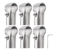 QUARKZMAN 6Pcs Connecteurs De Tuyau Structurels À 180 Degrés Pinces De Rail D'extrémité À 2 Voies Avec Clé Raccord De Tuyau En Acier Inoxydable De Jardin DIY 1.3"/1.2" Adapté, Argenté