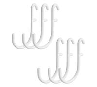 QUARKZMAN 6pcs Crochets pour Étagère à Panneaux Perforés 44x70mm Blanc | Crochet pour Tableau Perforé Métallique pour Trous 5x16mm, Accessoire Mural Rangement Forme L pour Maison Garage Bureau