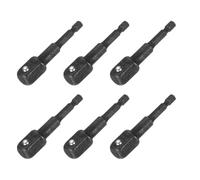 QUARKZMAN 6pcs Douille À Choc Adaptateur 1/2" Square Drive Noir | 1/4" Hex Shank, 3" Long Extension Bit pour Axle Nut Driver Drill Socket Sets