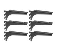 QUARKZMAN 6Pcs Étagères Réglables, Système À Rail Unique 6,5" Supports Métalliques Lourds Pour Placard, Bibliothèque, Rayonnage De Magasin, Noir