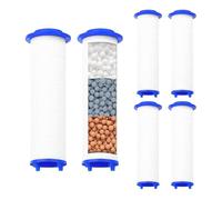 QUARKZMAN 6Pcs Filtres de Pomme de Douche 3 Pouces Cartouche de Filtre en Coton PP de Remplacement avec Billes de Calcium Ensembles de Jets de Douche à Main Haute Pression
