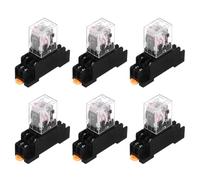 QUARKZMAN 6Pcs Relais Électromagnétique De Puissance AC 110V, Relais À Bobine De Puissance 8 Broches 5A Avec Indicateur LED Et Base De Socle DPDT 2NO 2NC - MY2NJ Pour Systèmes Industriels