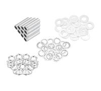 QUARKZMAN 70Pcs Tube Fileté M10 à Filetage Fin 3cm de Long x 7mm ID Kit de Raccords pour Tubes de Lampe avec Écrous Hexagonaux et Rondelles, pour Réparation Bricolage, Argent