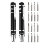 QUARKZMAN 8 dans 1 Mini Poche Stylo Tournevis Ensemble CR-V Noir 2pcs | Multifonction, Petit Magnétique Vis Driver Avec Phillips Et Plat Tête Mèches, Pour Ordinateur Lunettes