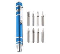 QUARKZMAN 8 En 1 Mini Tournevis De Poche Stylo CR-V Multifonction Blue | Petit Tournevis Magnétique, Avec Embouts Phillips Et Plat, Pour Computer Eyeglasses