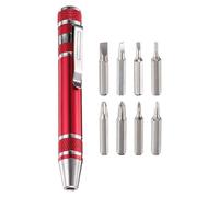 QUARKZMAN 8 en 1 Mini Tournevis De Poche Stylo CR-V Multifonction Petit Tournevis Magnétique Avec Embouts Phillips Et Plat Pour Computer Eyeglasses, Rouge