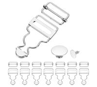 QUARKZMAN 8 Jeux De Boucles Métalliques Pour Salopette, Attaches De Bretelles De 1 Pouce, Boucles De Remplacement Réglables Avec Glissières Et Boutons Pour Bretelles De Jeans, Argent