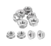 QUARKZMAN 8 Pcs Écrous Frein À Bride Dentelés M8x0.75mm Argent | Filetage Fin,Acier Inoxydable 304 18-8,Écrous Hexagonaux À Bride Dentelés Métriques,Pour Usage Industriel Maison Projet