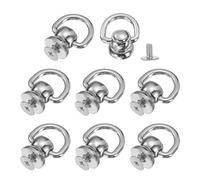 QUARKZMAN 8 Pcs Rivets à Tige Boule Métallique D Ring (Gris) | Boutons à Tête Post Boule, Rivets Rotatifs à 360 Degrés Avec Vis pour Connecteur de Chaîne de Sac, Artisanat en Cuir DIY