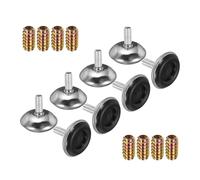QUARKZMAN 8 Pieds Réglables pour Meubles À Filetage M6, 0.96 x 1.1 Pattes De Nivellement avec 8 Écrous D'accouplement 0.47" Protège-Sol Anti-Dérapant