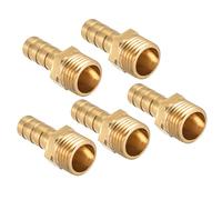 QUARKZMAN 8mm Raccord cannelé à G1/4 Filet Mâle Tuyau x 5PCS Laiton Droit Raccord cannelé Tuyau Raccord pour Air Eau Carburant Pneumatique Tuyau, Or