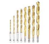 QUARKZMAN 8Pcs 1/4" Hex Shank Titanium Twist Drill Bit Set Pour Métal Durci | 8 Tailles 3/4/5/6/7/8/9/10mm, Forets En Acier Rapide, Diamètre De Perçage, Acier Inoxydable Fonte Bois Plastique