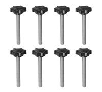 QUARKZMAN 8Pcs Boutons Étoile M10 x 100mm Tige Filetée en Acier Inoxydable 304 Tête en Plastique à 6 Étoiles Vis à Serrage Manuel Poignée de Bouton de Serrage, Noir