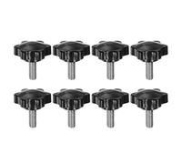 QUARKZMAN 8Pcs Boutons Étoile M8 x 20mm en Acier Inoxydable 304 Tige Filetée 38mm Plastique Tête à 6 Étoiles Vis à Main à Serrage Manuel Poignée de Bouton de Serrage, Noir