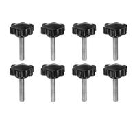 QUARKZMAN 8Pcs Boutons Étoile M8 x 40mm en Acier Inoxydable 304 Tige Filetée 38mm Plastique Tête à 6 Étoiles Vis à Main à Serrage Manuel Poignée de Serrage, Noir