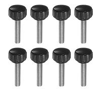 QUARKZMAN 8pcs Moleté Serrage Boutons M5 x 25mm Mâle Filetage 16mm Tête Poignée Plastique Métrique Pouce Vis verrouilleront Boutons Filetés Clou Poignées, Noir