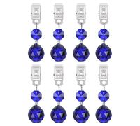 QUARKZMAN 8Pcs Poids pour Nappe, Poids pour Nappe en Cristal avec Pinces Métalliques, Pendant Sphérique Transparent Poids pour Rideau 20mm pour Décoration De Table Extérieur(Bleu)