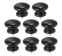 QUARKZMAN 8Pcs Poignée De Tiroir Ronde En Bois, 1.3" x 0.98" Poignée En Bois Massif À Vis Auto-Taraudeuse Bouton De Meuble En Forme De Psalliote Pour Armoire Commode Dressing, Noir
