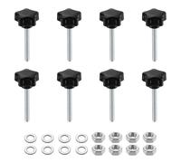 QUARKZMAN 8pcs Poignées De Serrage Étoile M5 x 40mm Métrique Poignées Main | Avec Écrous Rondelles, Vis À Pouce, Zinc Plaqué Acier Au Carbone, Tige Filetée Mâle 25mm, Tête Plastique 5-Branches