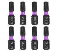 QUARKZMAN 8pcs T30 Embout de Tournevis Torx 1/4" Tige Hexagonale 25mm/1" Longueur Magnétique Étoile 6 Pans Acier S2 Forets de Tournevis et de Perceuse Électrique de Qualité Industrielle