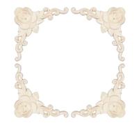 QUARKZMAN Appliques en bois d'angle 4 Pièces 12x12cm | Décoratives en bois sculpté fleur, Onlays non peints en bois massif, Centre Rose pour meubles, porte d'armoire, placard