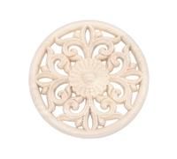 QUARKZMAN Appliques Rondes Bois Massif 15cm Fleur Sculptée Enroulée | Onlays et Décalcomanies décoratives, Non Peint, pour meubles, fenêtres, armoires, portes, cadres, placards