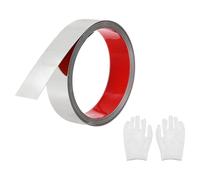 QUARKZMAN Baguette de Moulure Auto-Adhésive Argent Miroir pour Miroir Mural | en Acier Inoxydable, 1,2 Pouce x 9,8 Pieds, Moulure Décorative, Pelable et Collant avec Gant
