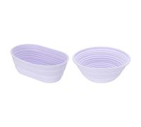 QUARKZMAN Banneton pour Pain en Silicone, 2pcs Paniers à Pain Accessoires de Pâtisserie et de Cuisson Maison Boulangerie, Panier à Levain Antiadhésif Fermentation pour Pains, Violet Clair