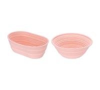 QUARKZMAN Banneton pour Pain en Silicone, 2pcs Paniers à Pain Accessoires de Pâtisserie et de Cuisson Maison Boulangerie, Panier à Levain Antiadhésif Fermentation pour Pains, Rose Clair