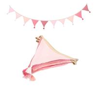 QUARKZMAN Bannière fanion en tissu 3.1 m/10.2 pi Rose | Guirlande avec garniture de pompons, réutilisable pour décoration de fête, d'anniversaire, de crèche et de chambre