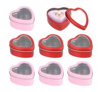 QUARKZMAN Boîtes À Bougies En Forme De Coeur Avec Couvercles Transparents, Boîtes Métalliques Vides De 2 Oz Pour Fabrication De Bougies Bonbons Cadeaux DIY Artisanat, Rouge Et Rose, Lot De 8