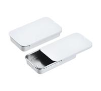 QUARKZMAN Boîtes en Métal 4 Pcs Boîte Métallique Rectangulaire Vide, 2.4x1.3x0.4 Pouce Boîte À Glissière Portable Mini Boîte En Métal Pour cosmétiques Artisanat, Blanc