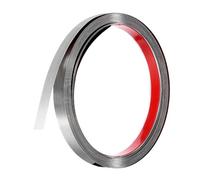 QUARKZMAN Bordure En Argent À Coller Bordure Auto-Adhésive 10m x 15mm | Pour Miroir, Bandes De Moulure, Finition Brossée En Acier Inoxydable, Pour Cadre De Miroir Mur Meuble Bordure De Carrelage