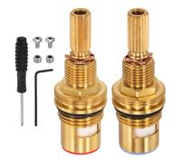 QUARKZMAN Cartouche De Robinet En Céramique Brass 1-001 & Brass 1-002, Remplacement De Cartouche De Robinet Chaud Et Froid À 16 Cannelures Avec Vis Et Tournevis Pour Salle De Bain Cuisine