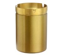 QUARKZMAN Cendrier avec Couvercle, Inox Acier Coupe-vent Cendre Plateau pour Maison Bureau Table Patio Extérieur, Épaissi Style Or
