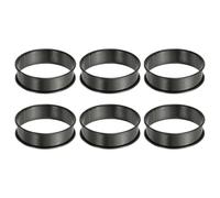 QUARKZMAN Cercle à Gâteau Antiadhésif Rond en Acier Inoxydable Double Noir | 6 pièces, 3,15", Cercles à Pâtisserie Anglais pour Cuisine Pâtisserie Crumpets Desserts, Cercles à Crumpets