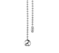 QUARKZMAN Chaîne de Tirage Ventilateur Plafond 50cm Perles Argent | Rallonge Chaîne avec Pendentif Boule, Tirette Décorative pour Lampe Ventilateur Plafond Lustre Interrupteur