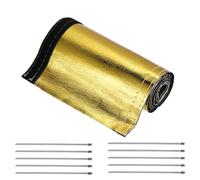 QUARKZMAN Chaleur Carénage Manchon Aluminisé Or Manchon 55mm 2,2 Pouce ID x 100cm 3,3FT Chaleur Câble Gaine pour Tuyau Fil Chaleur Protection avec Crochet&Boucle,10pcs INOX Acier Cravates
