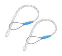 QUARKZMAN Chaussette de Traction de Câble pour 4-6mm Câble(Bleu) 22cm Extracteur de Treillis Métallique, Poignées à Tête Unique, Fil d'Acier Galvanisé, Couverture de Filet Lisse, 2 Pcs