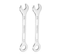 QUARKZMAN Clé Plate 2Pcs Mixtes Fines de 5/16" Acier Inoxydable 30Cr13, Mini-Clés Mixtes Avec Embout Carré Décalé à 12 Pans et Extrémité Ouverte Coudée à 15° pour Réparations Automobiles