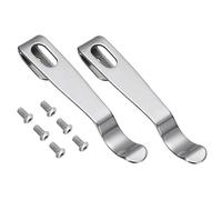 QUARKZMAN Clip de poche à port profond 2 Pièces 57mm Acier 420 Argent | Universel pour couteau pliant, noirci, avec vis, pièces de rechange, 2.24"