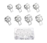 QUARKZMAN Colliers de Serrage à Bande Élastique 6/7/8/10/11/12/16/17mm | 1 Jeu, Clip à Ressort en Silicone, Pince à Collier Plat Rotative, pour Tuyau de Carburant et Tube Basse Pression, Argent