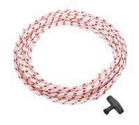 QUARKZMAN Corde De Lanceur À Rappel, Diamètre 6mm Longueur 12m 39ft Corde En Polyester Avec Poignée Pour Tondeuse Tronçonneuse Débroussailleuse Pièces De Rechange Moteur, Rouge Et Blanc