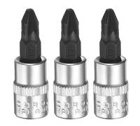 QUARKZMAN Douille PZ2 1/4" Entraînement Acier S2 & CR-V Argent Noir 3 Pcs | Carré Phillips À Fente, Extension Impact Bit, Power Nut Driver Set, Douille Cliquet Bits